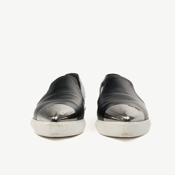 Miu Miu Black Metal-Cap-Toe Slip-On Sneakers - Picture 3 of 12